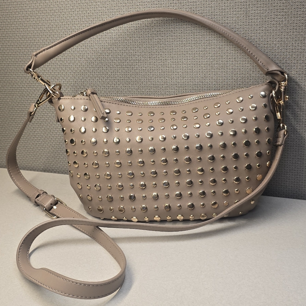 Urban Expressions Crossbody Jordan Bag With Studs - Tan Like New Studded
